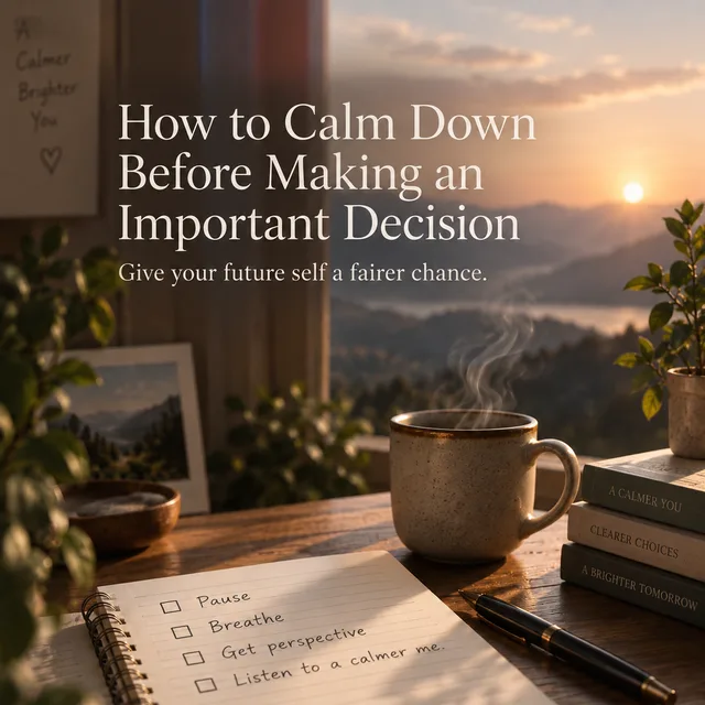 A journal checklist beside a cup of tea for a calmer decision
