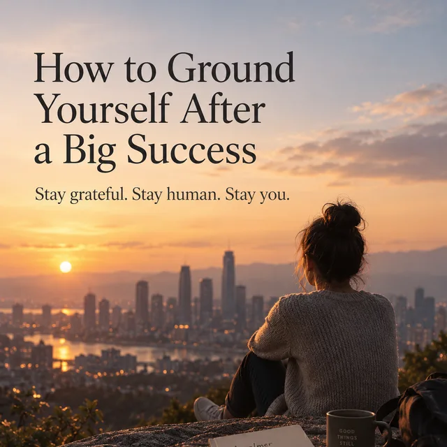A person taking in a sunset view after a meaningful success
